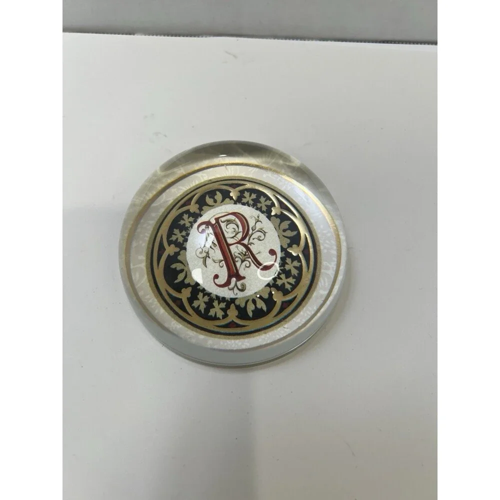 Punch Studio Crystal Letter R Monogram Paperweight France 3.5